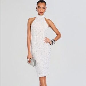 Olivia Mini Dress White XXS Sequin Hand Beaded